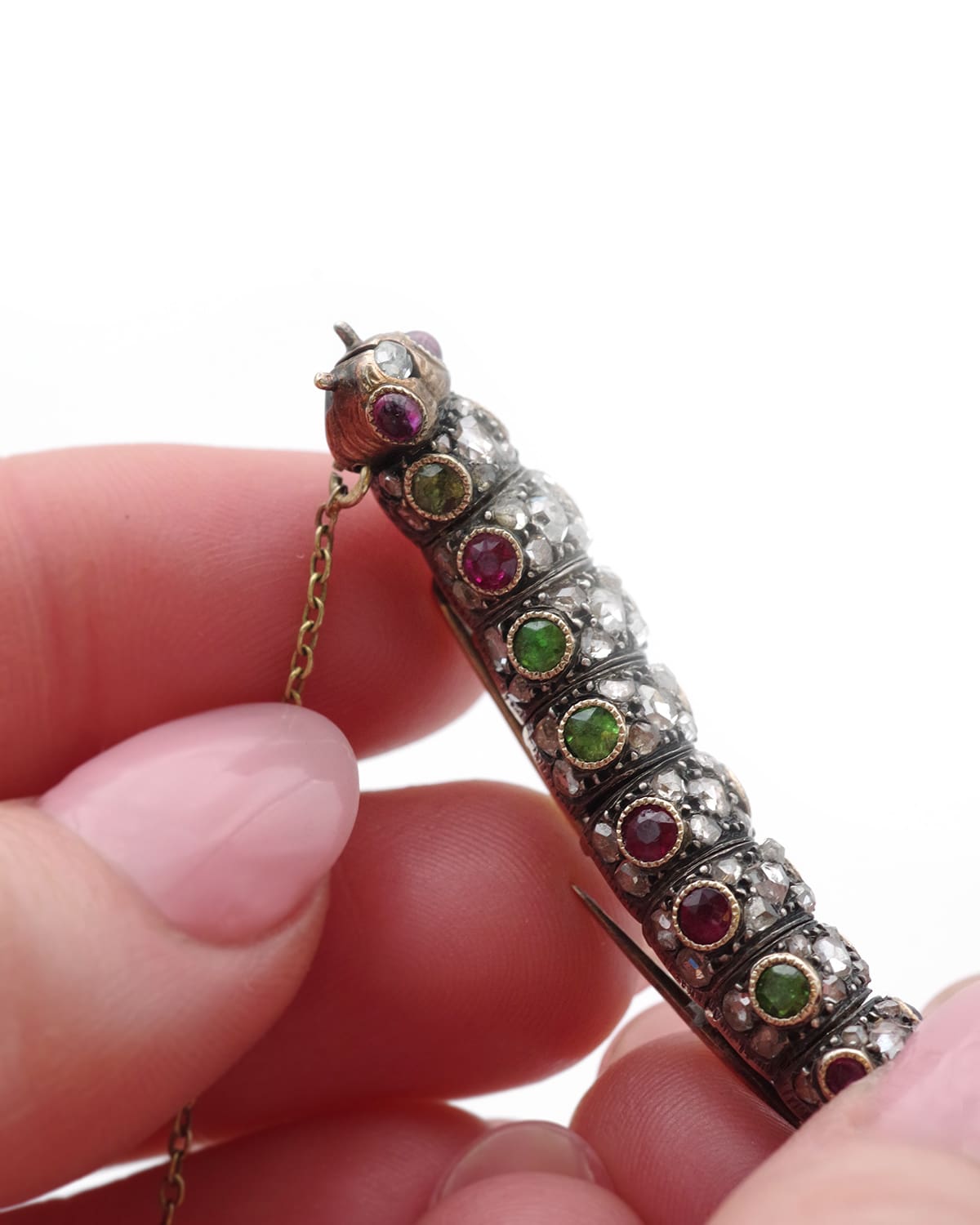 Victorian demantoid garnet ruby brooch
