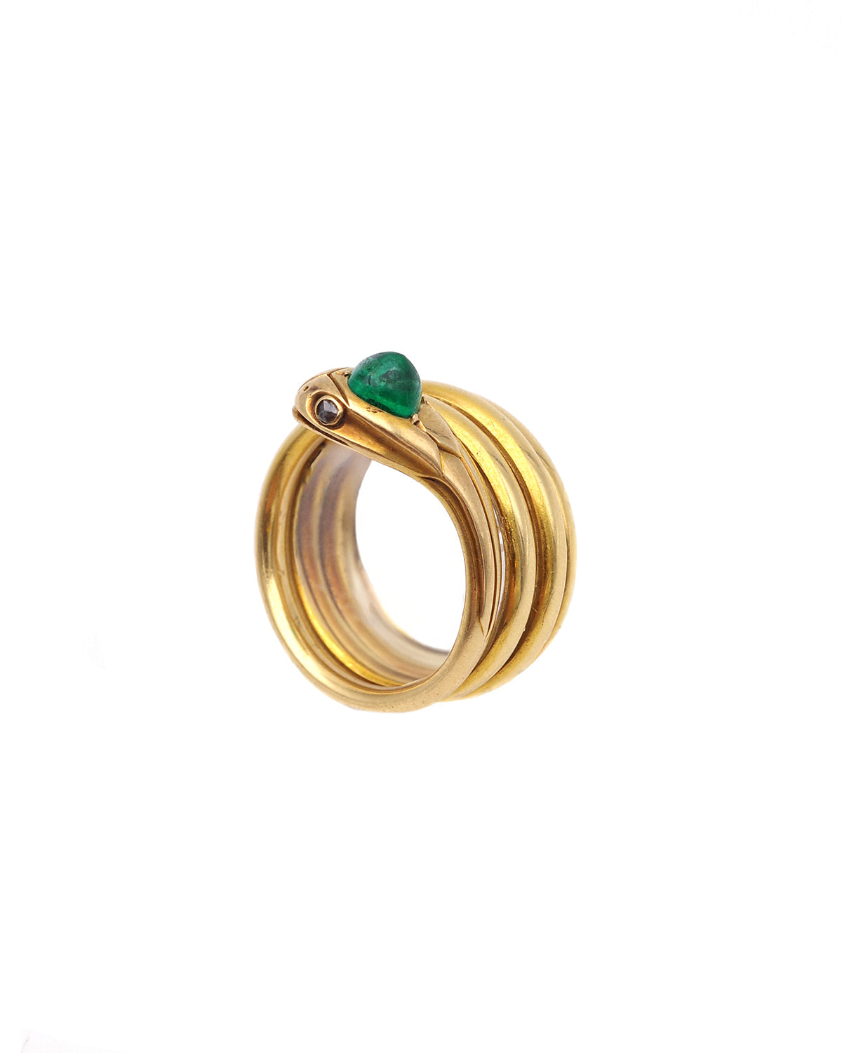 Diamond and emerald snake ring
