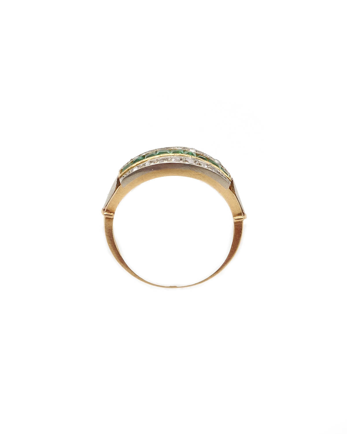 Art deco line emerald ring