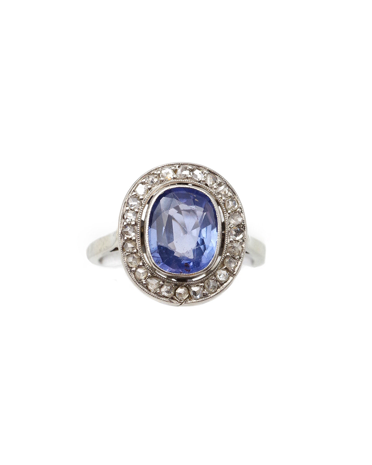 bague art deco saphir de ceylan en platine 