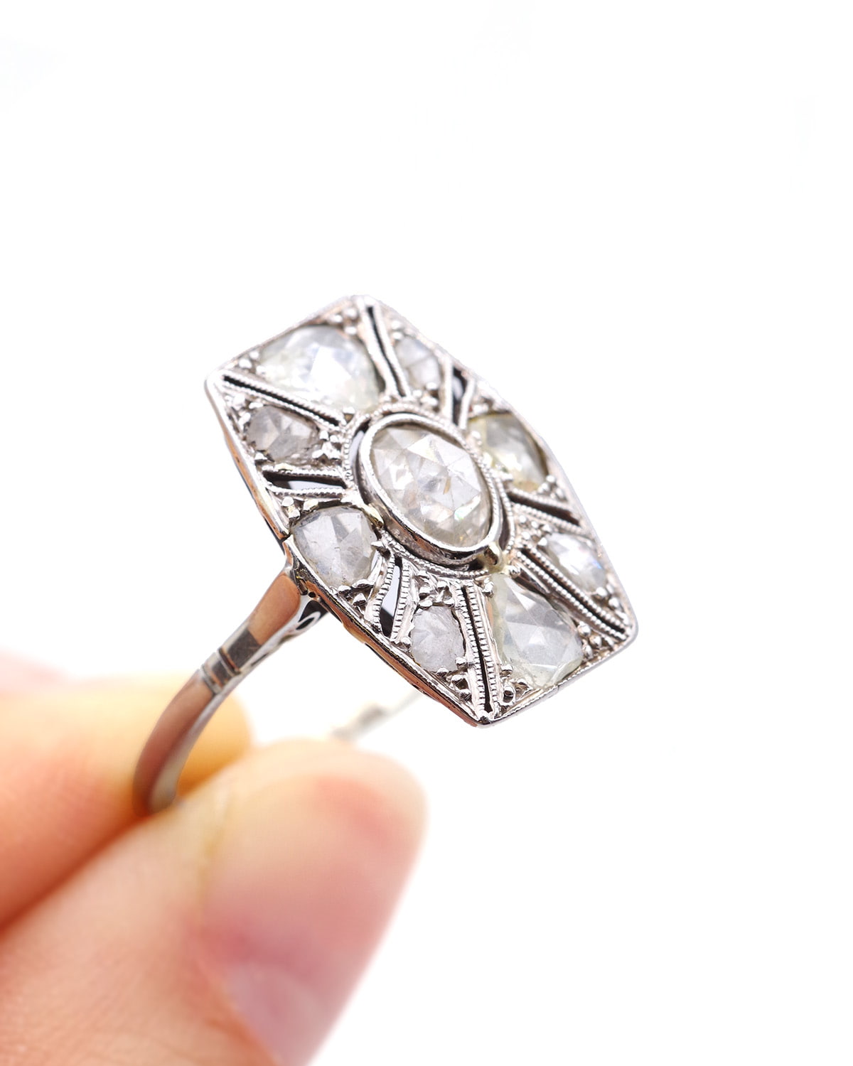 Art deco diamond cluster ring