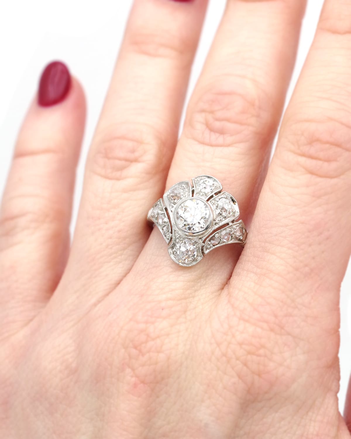 Art deco platinum diamond ring