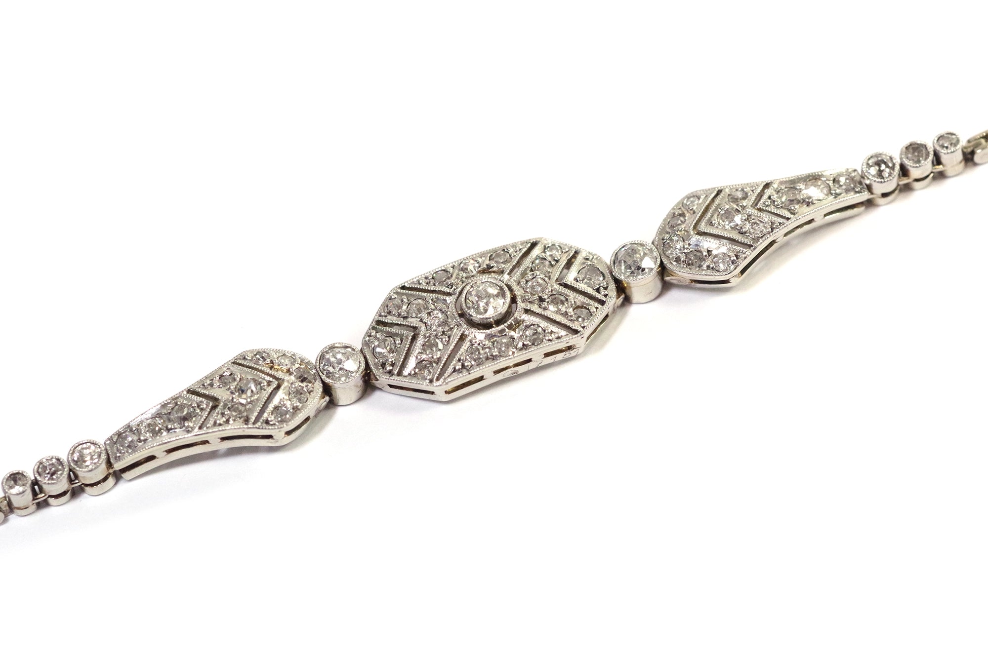 bracelet art deco en platine