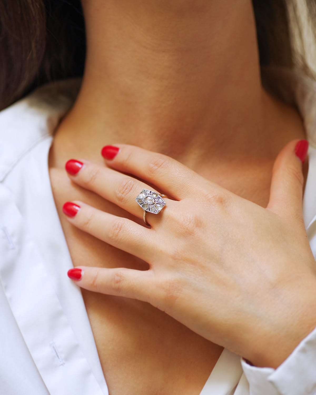 Wedding art deco platinum ring