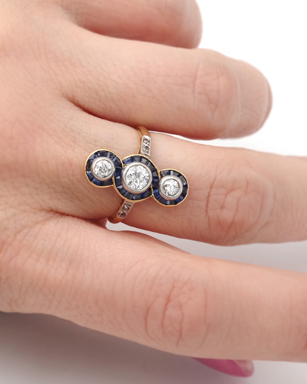 Bague diamants saphirs en or
