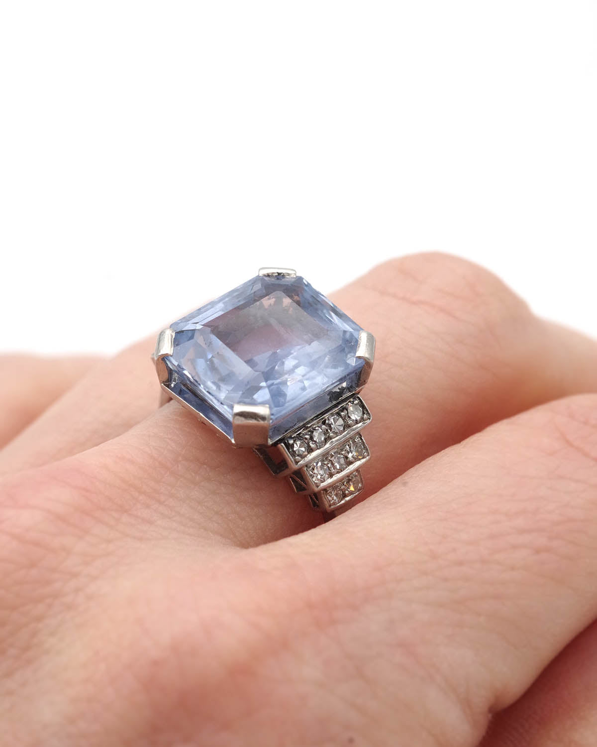 Art Deco diamond and sapphire ring