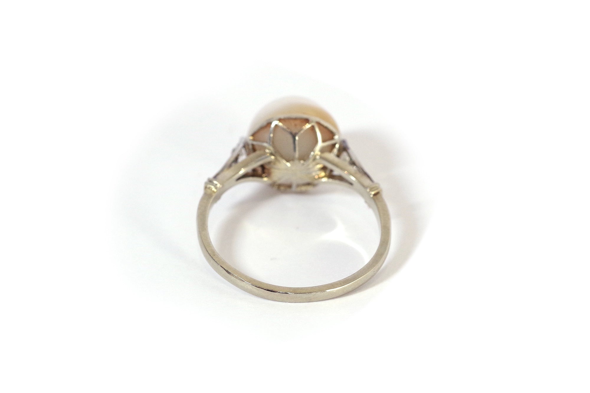 Bague perle art deco en or