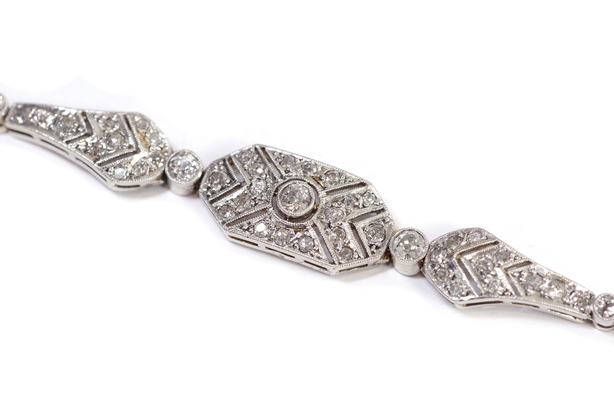 bracelet art deco diamants en platine