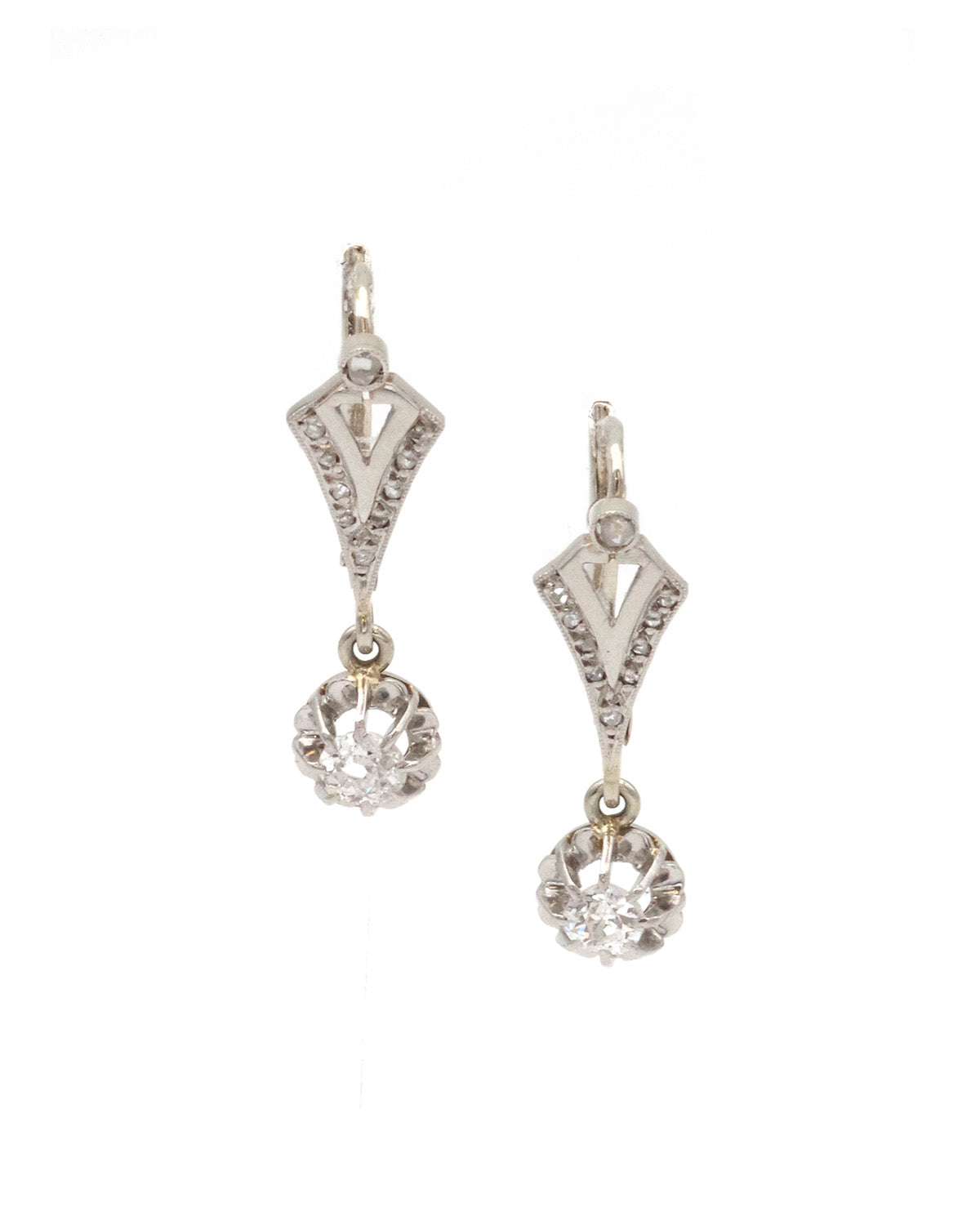 boucles d'oreille en platine et diamants