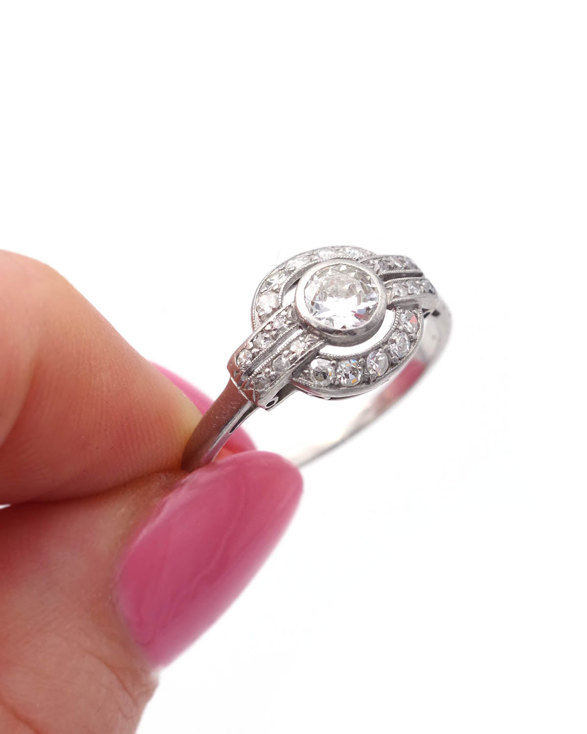 bagu platine art deco diamants