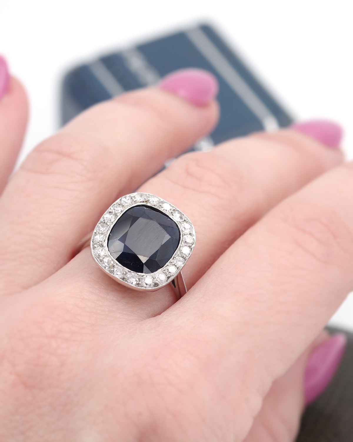 Art Deco diamond sapphire ring