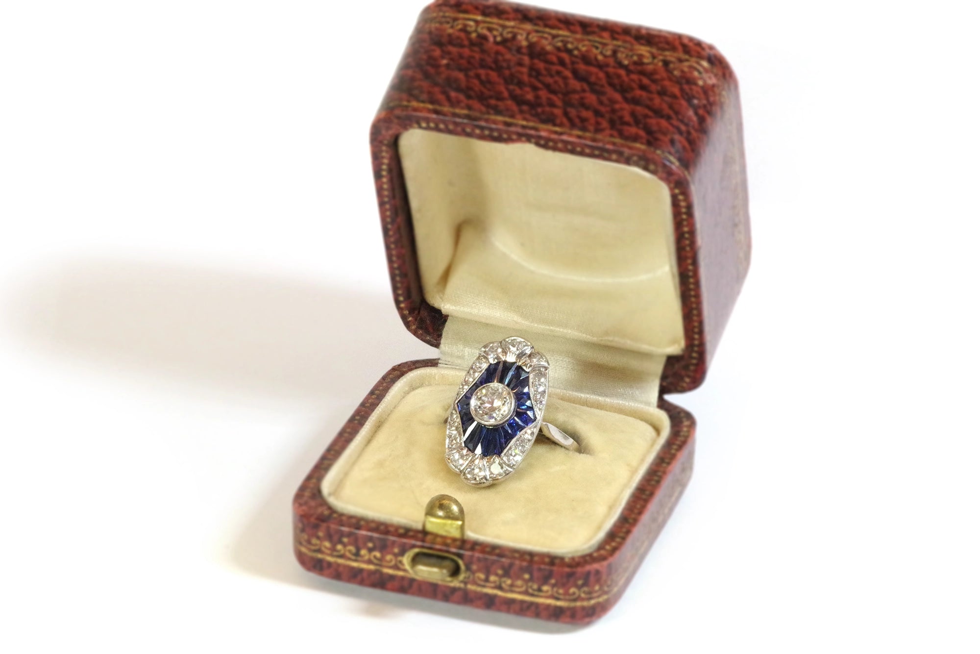 Art deco diamond and sapphire ring