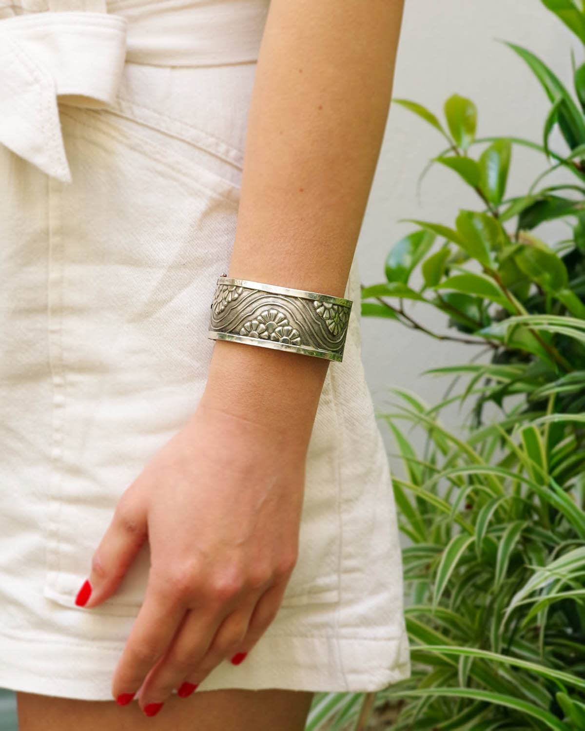 Bracelet manchette en argent art deco