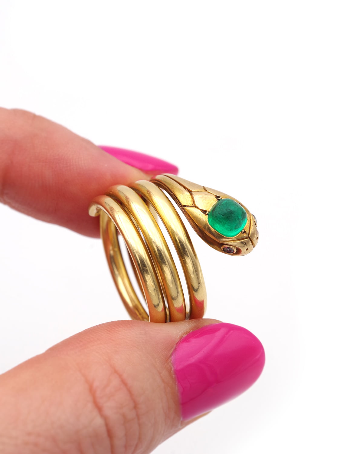 Sugarloaf emerald snake ring