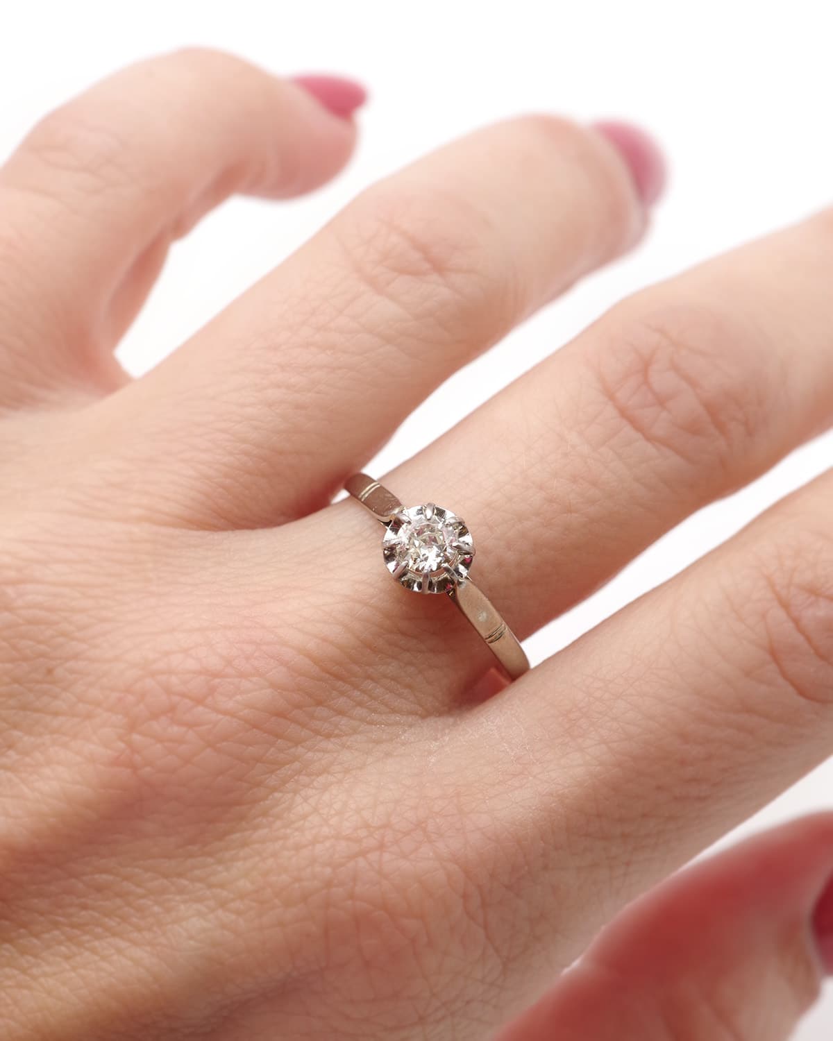 Bague solitaire Art Deco en platine