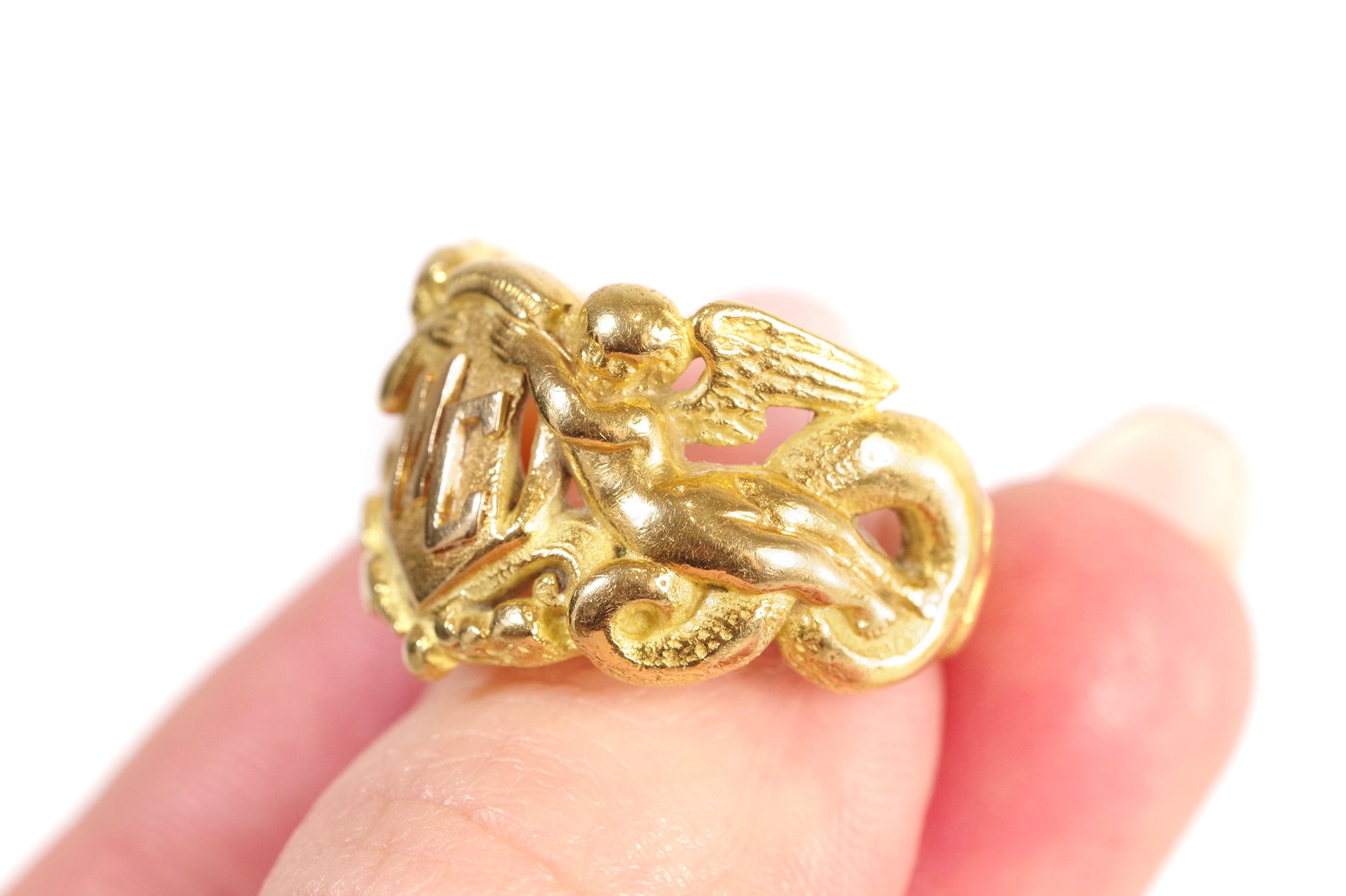 Bague Art Nouveau monogramme MC