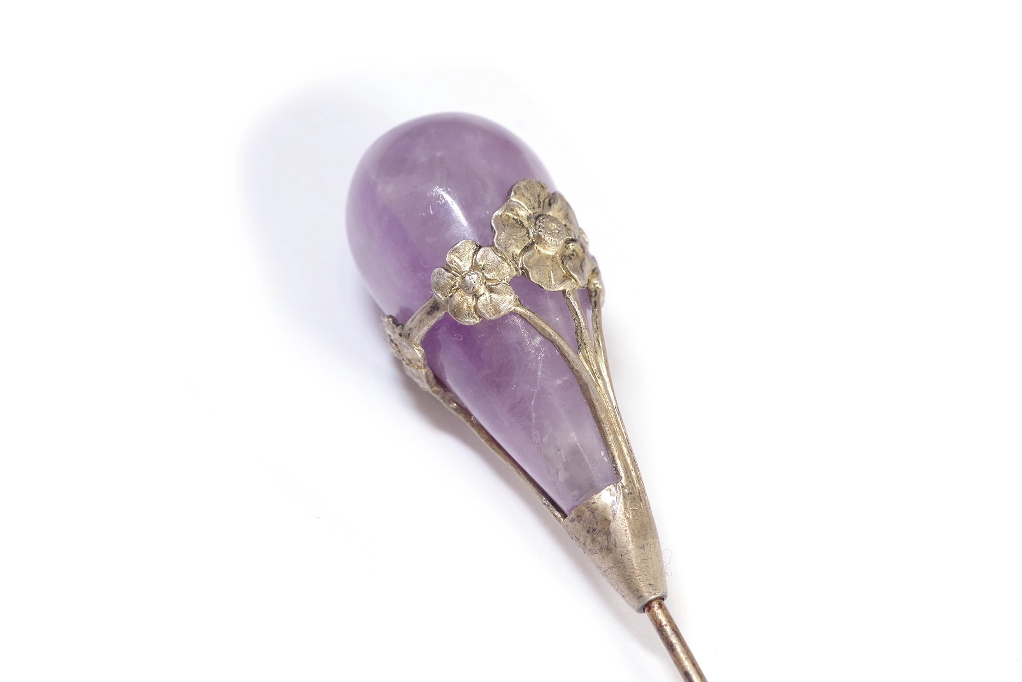 Amethyst and pink quartz hair pin