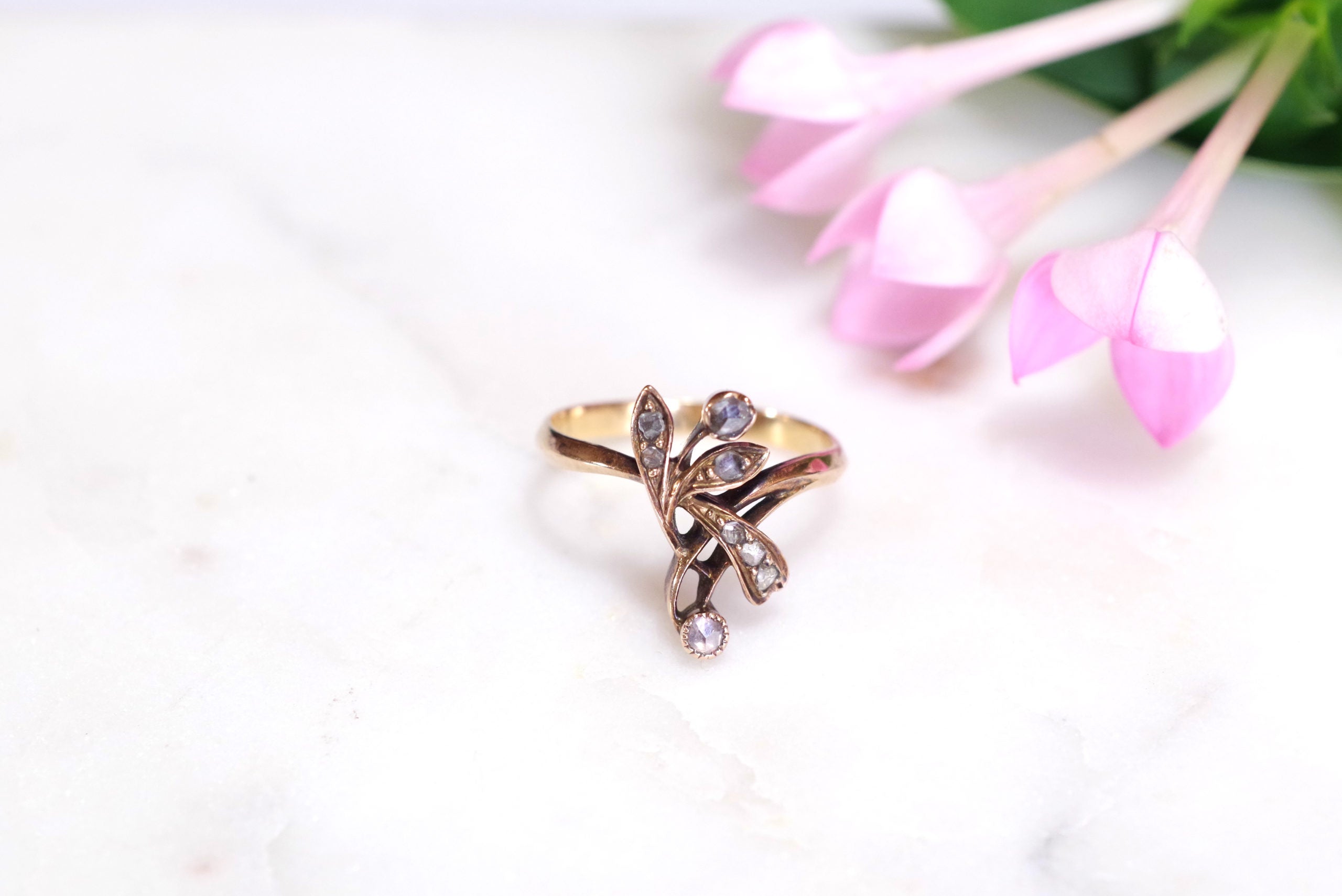 engagement ring art nouveau 14k pink gold