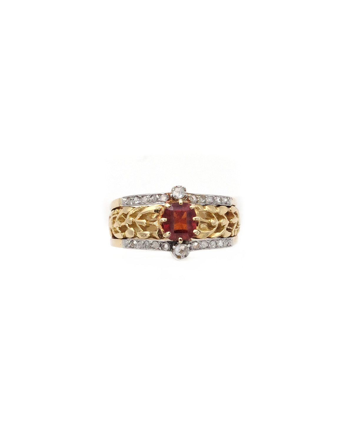 Art nouveau diamond garnet ring
