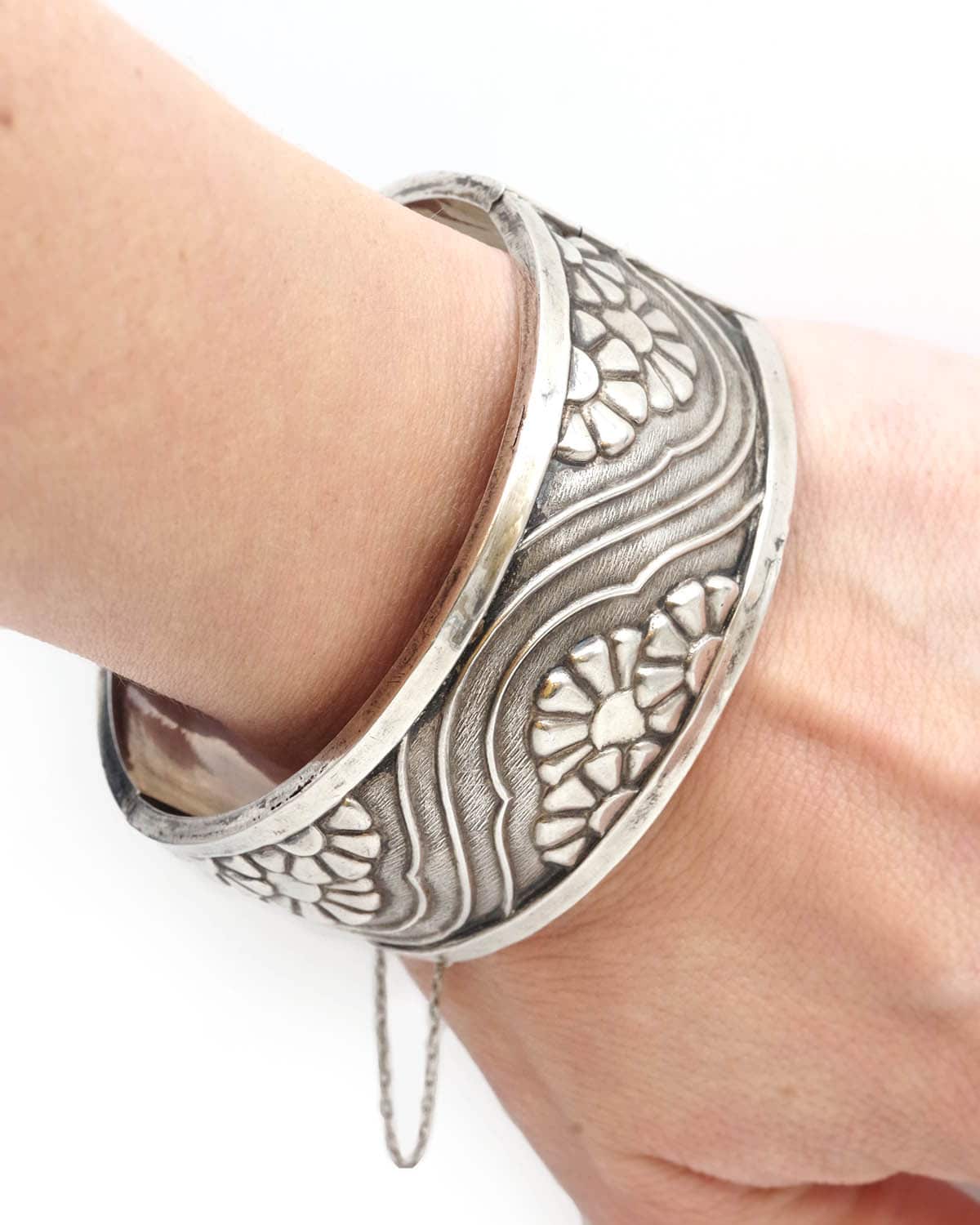 Bracelet fleur en argent