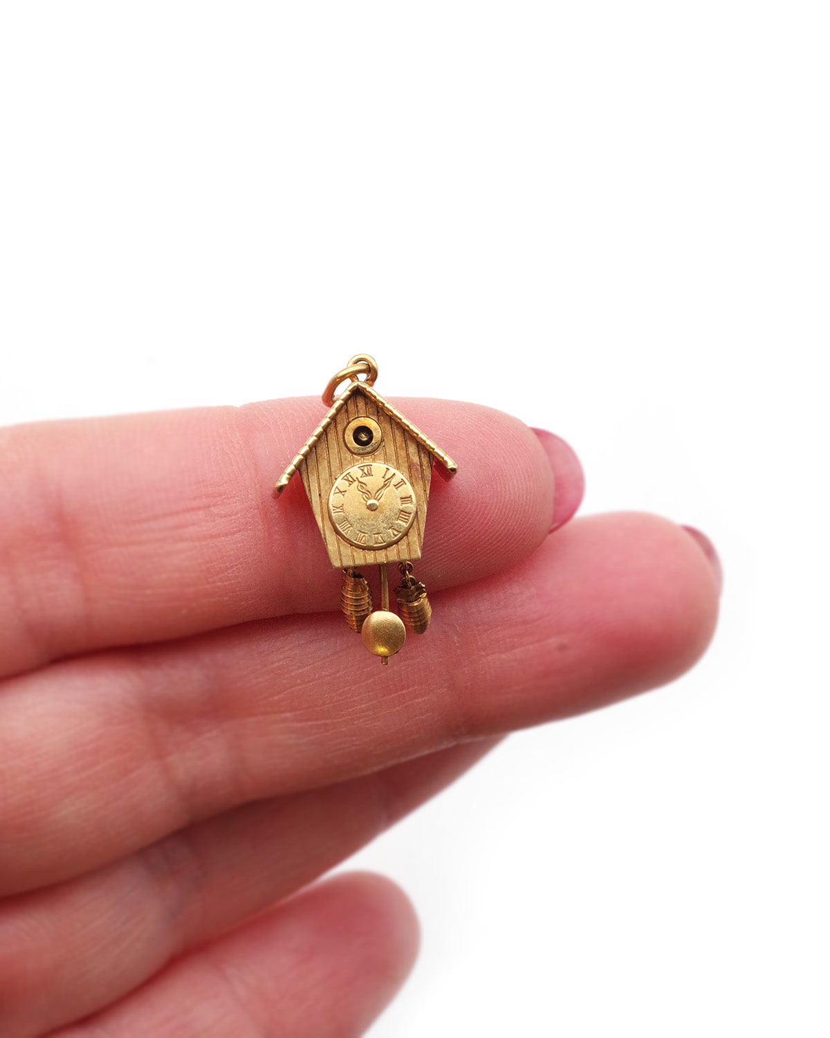 Clock charm pendant in gold