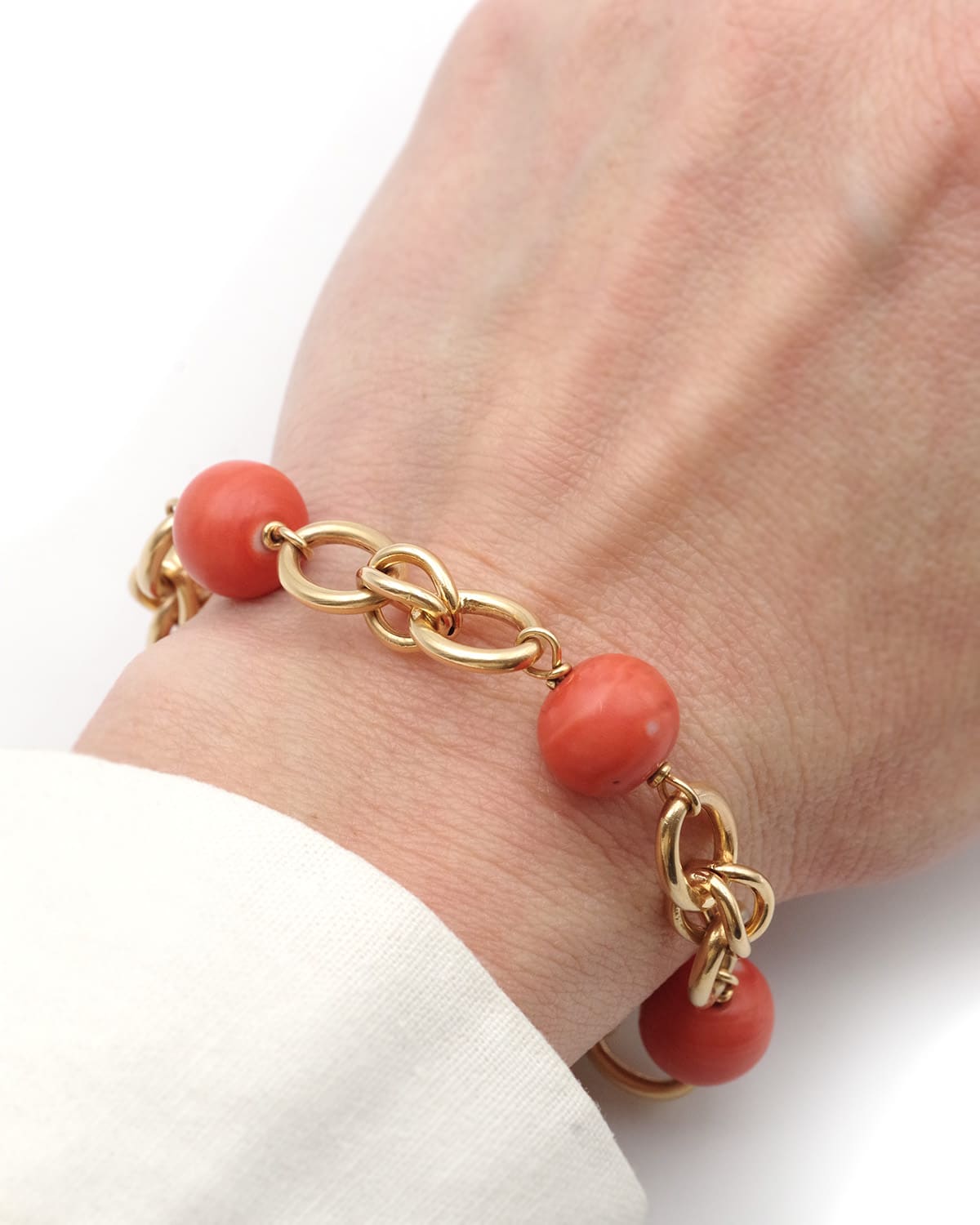 Bracelet perles corail en or