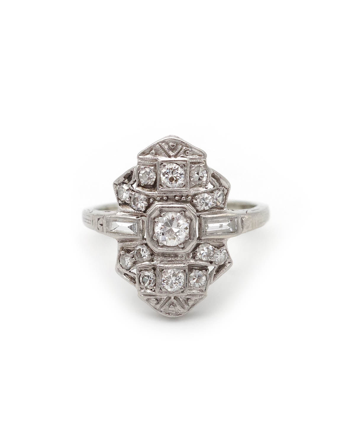 Bague art deco en platine