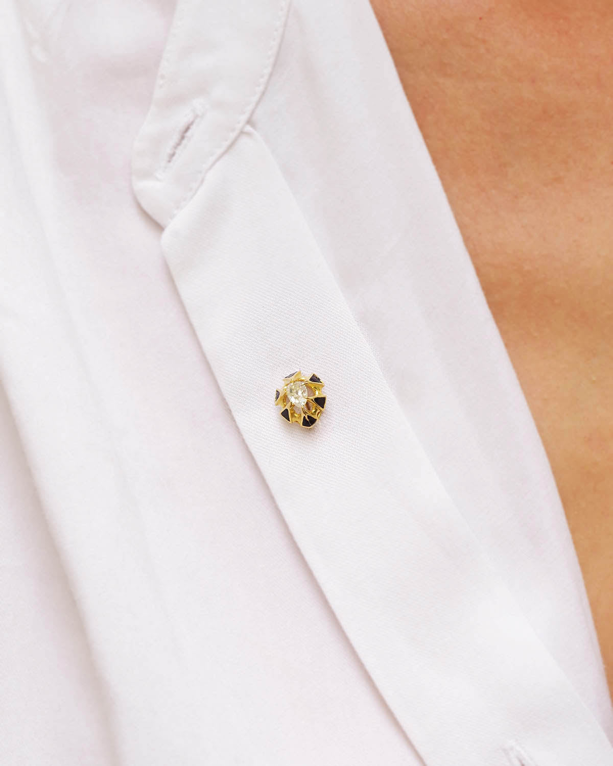 Antique pear cut diamond tie pin