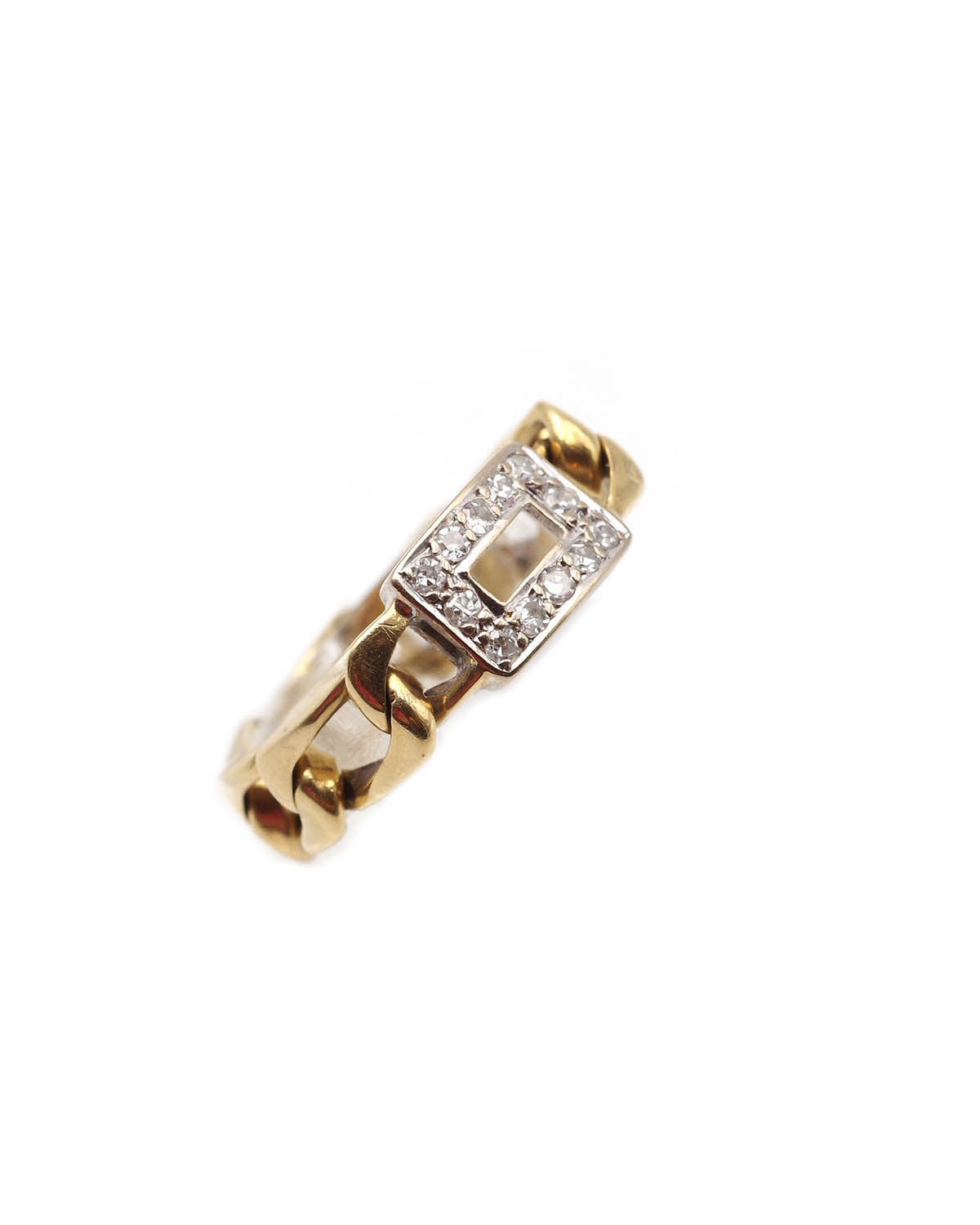 Bague chaine gourmette diamants