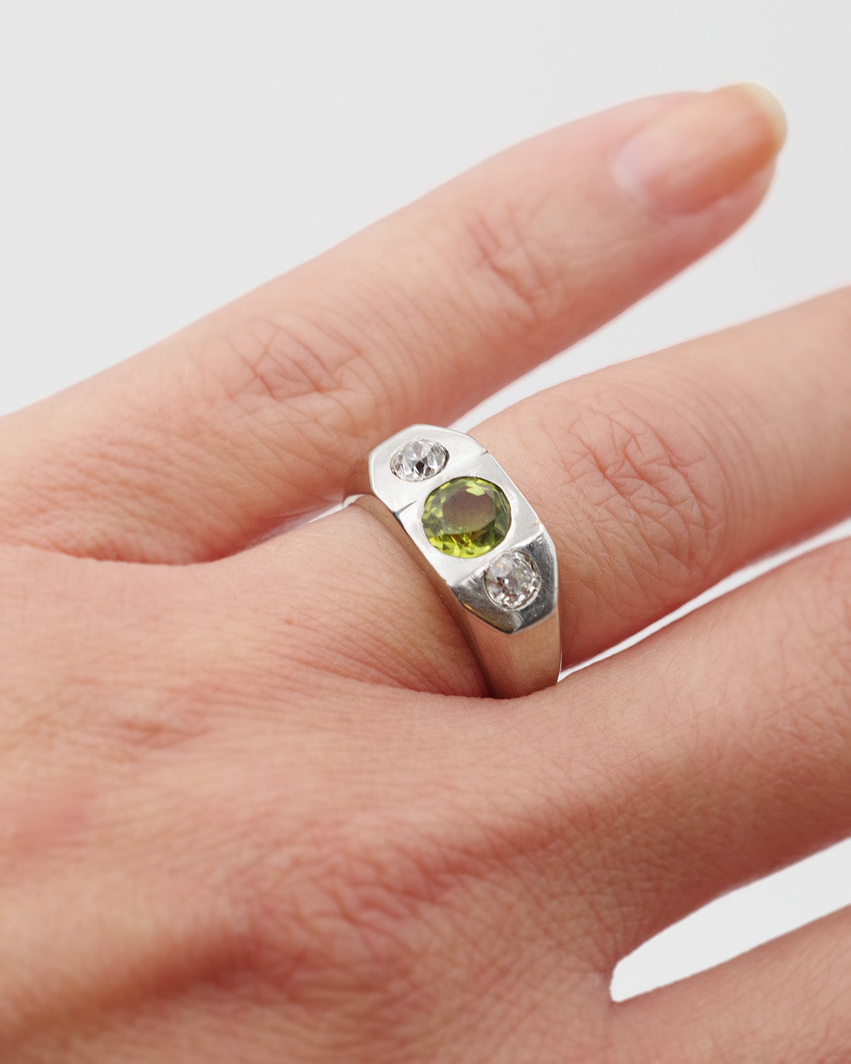 Tourmaline diamond signet ring