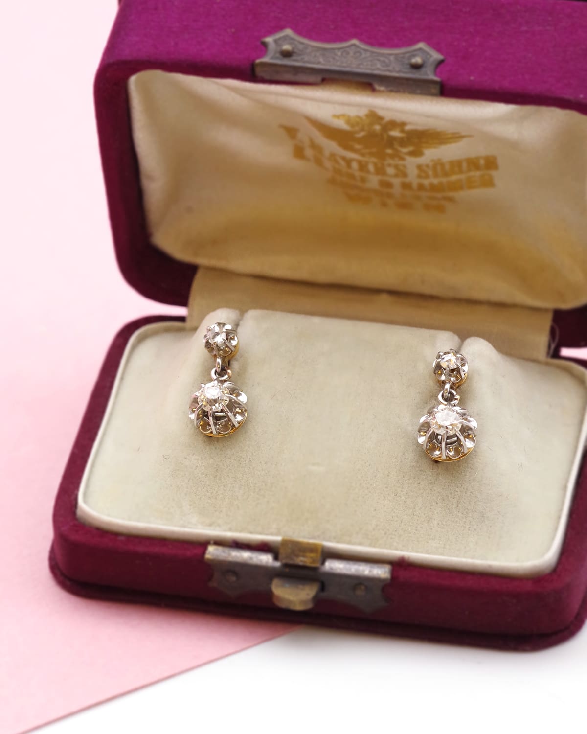 Edwardian diamond earrings in gold