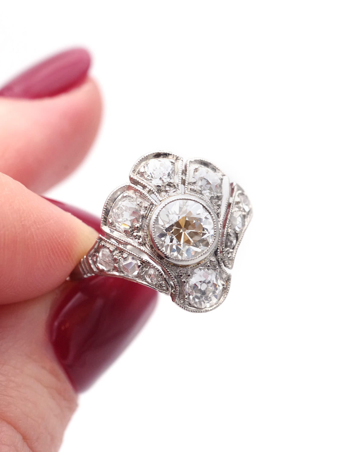 Bague diamant platine art deco