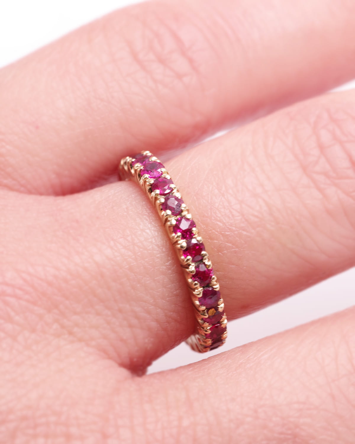 Ruby eternity ring in gold