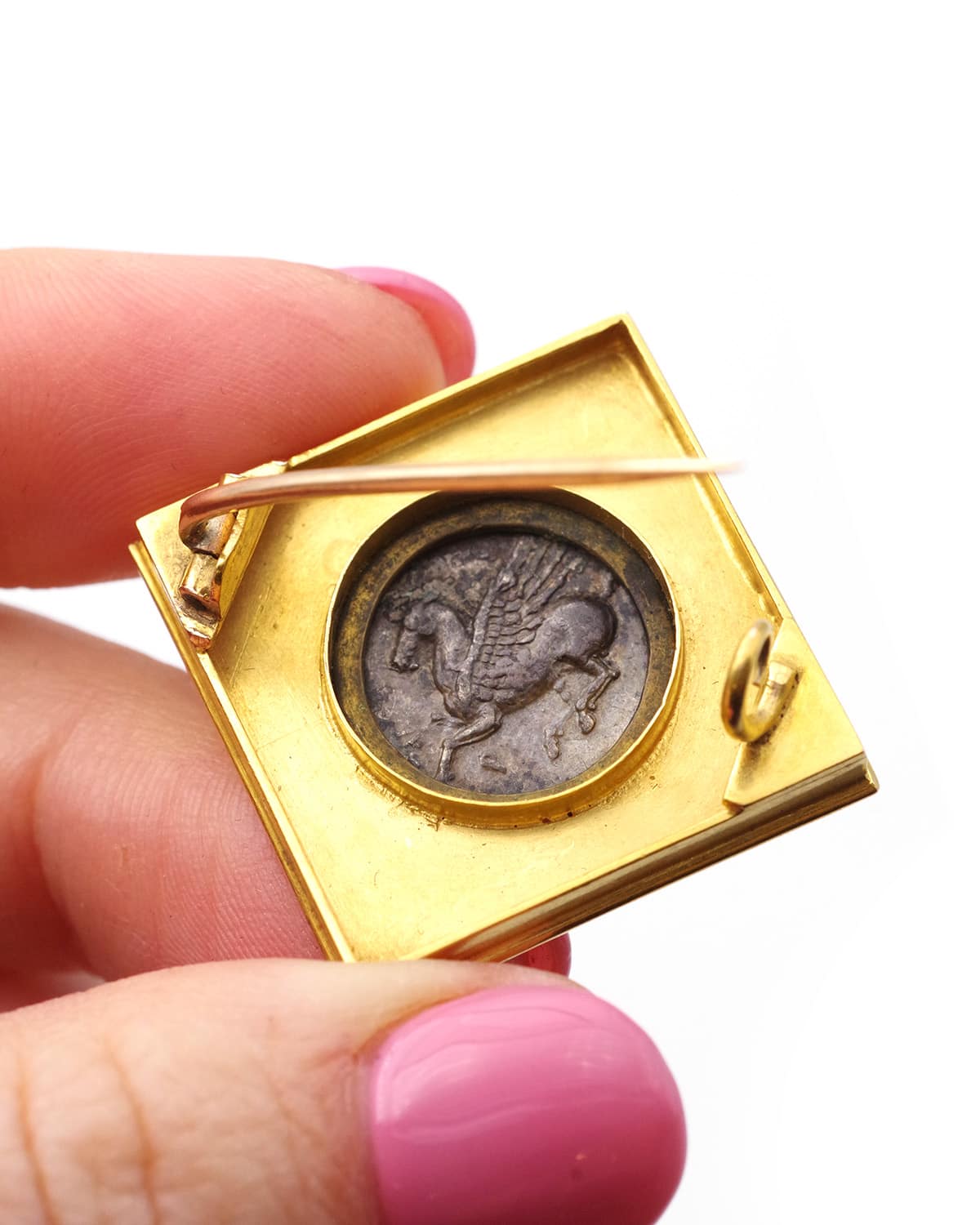 Antique drachma brooch castellani style