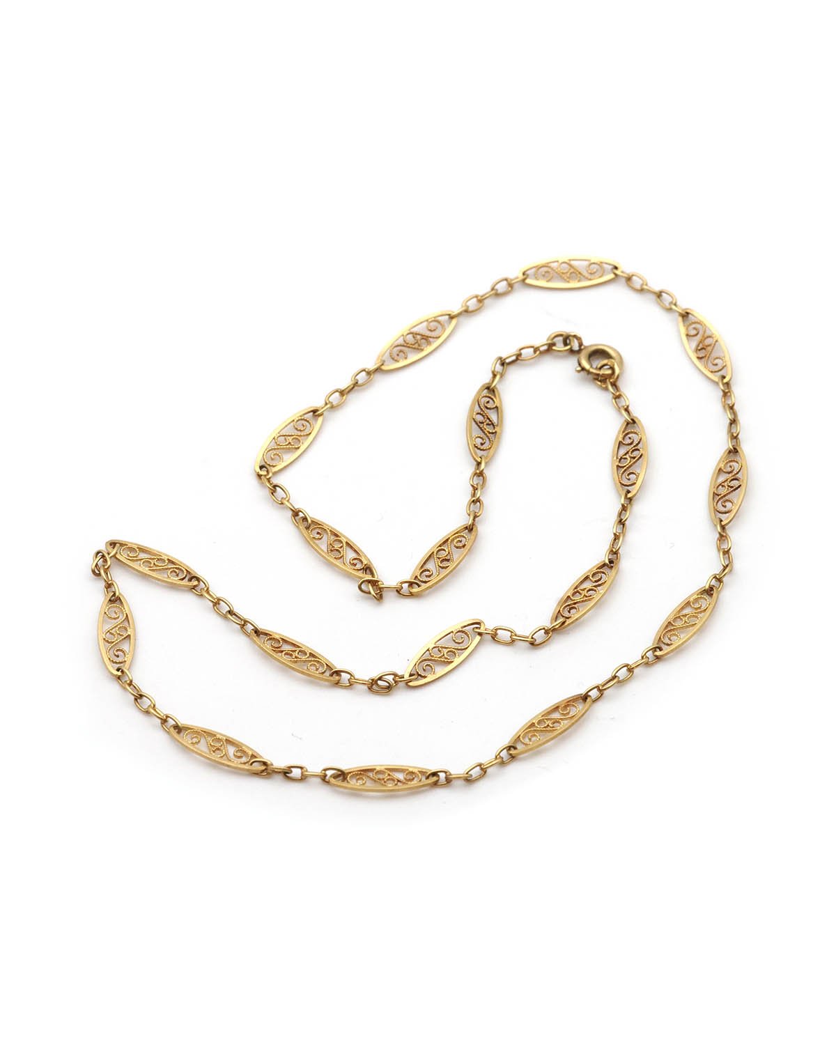 filigree watch chain in gold