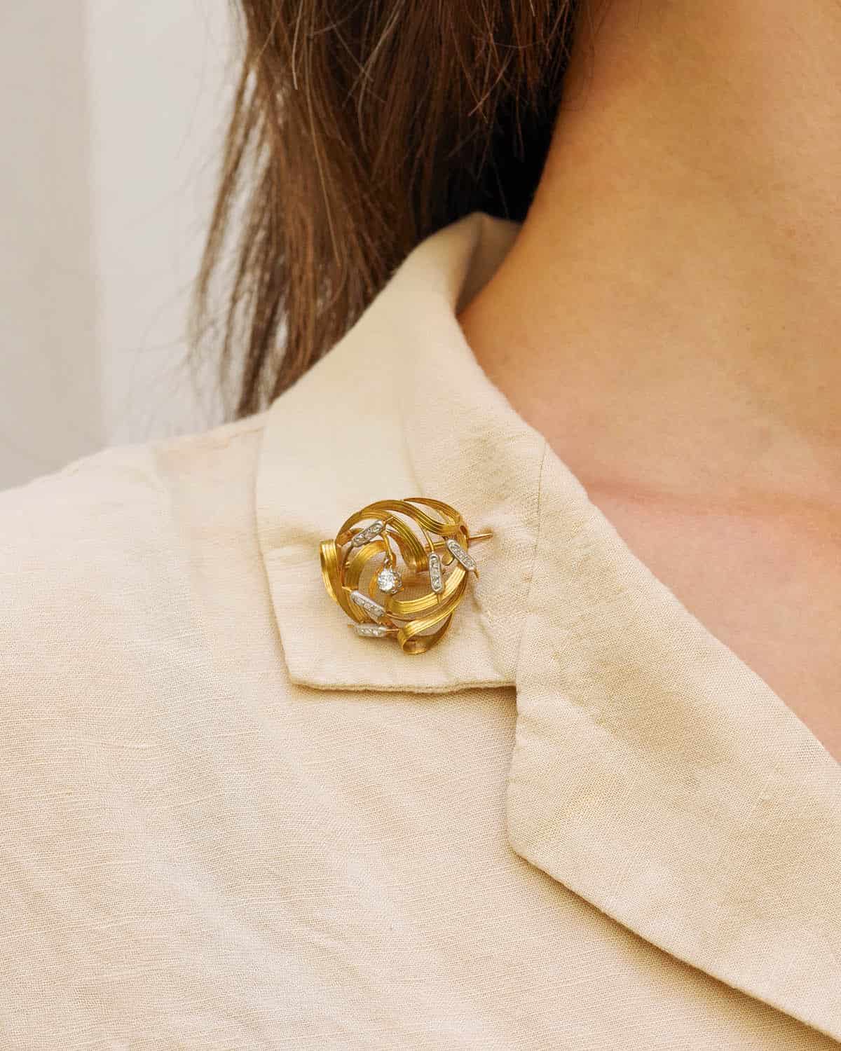 Broche roseaux Art nouveau