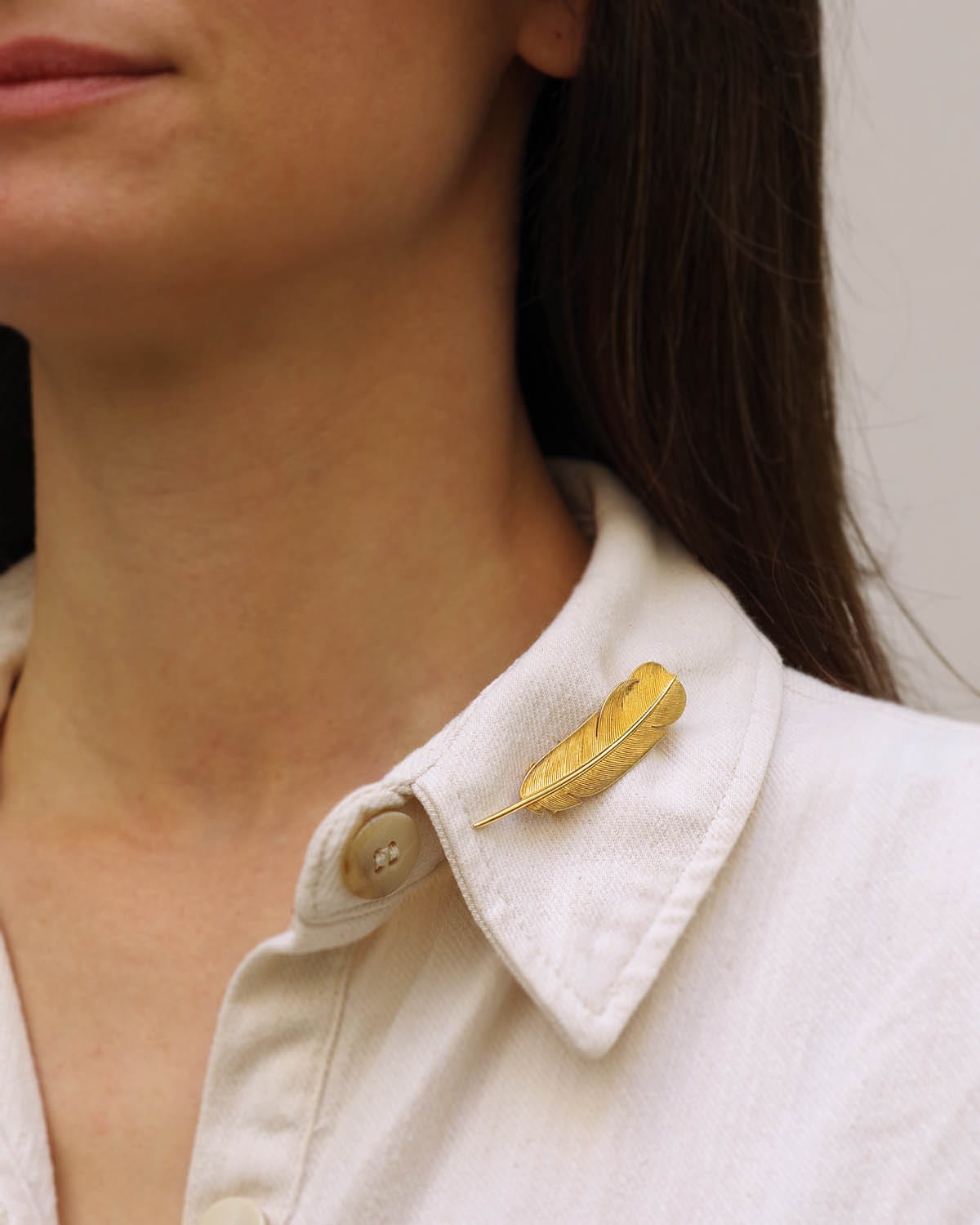 Georges Lenfant feather brooch in gold
