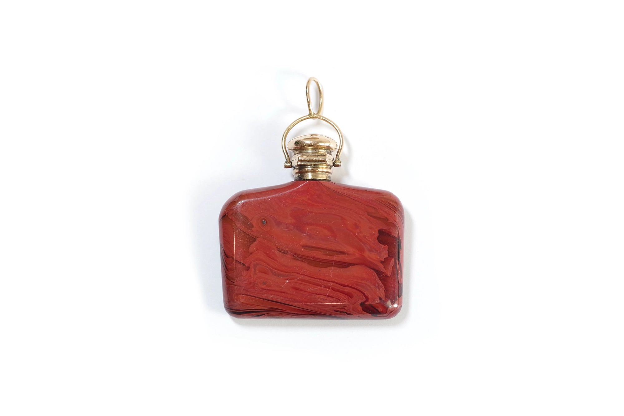 Pendentif verre flacon parfum en or 18k