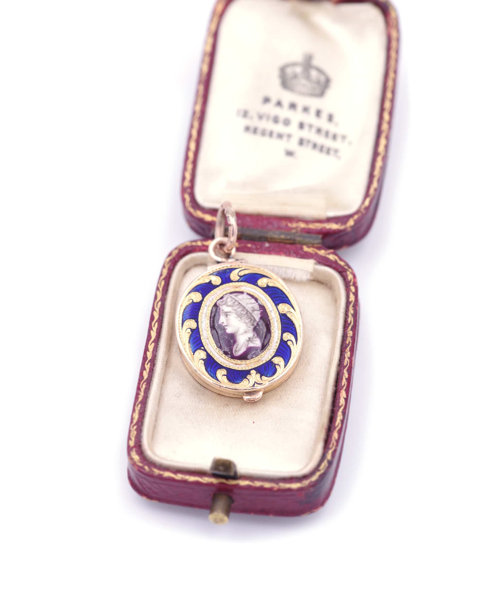 Victorian enamel locket pendant