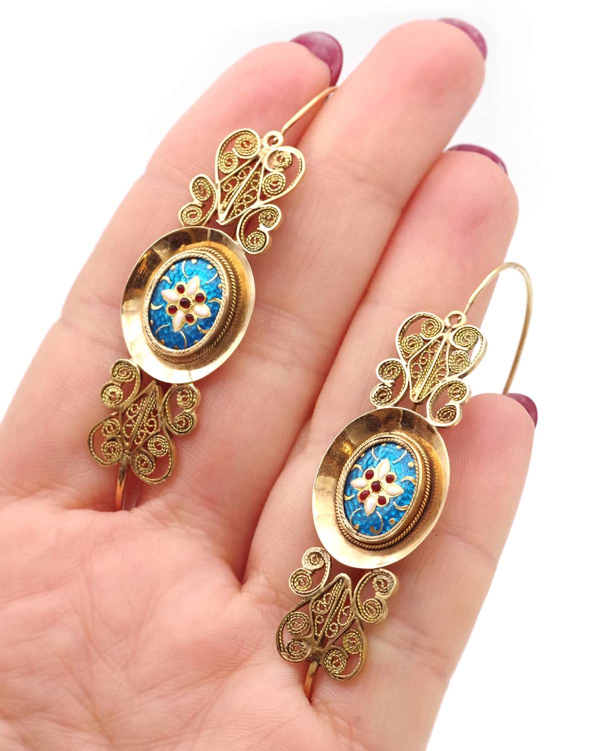 Poissardes earrings with enamel 