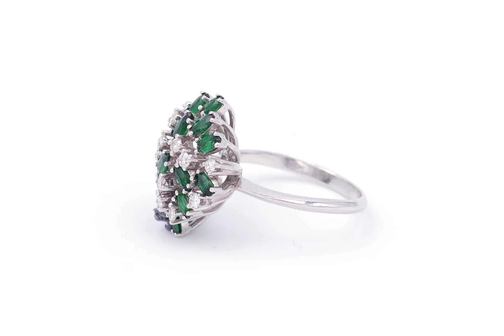 White gold green tourmaline ring