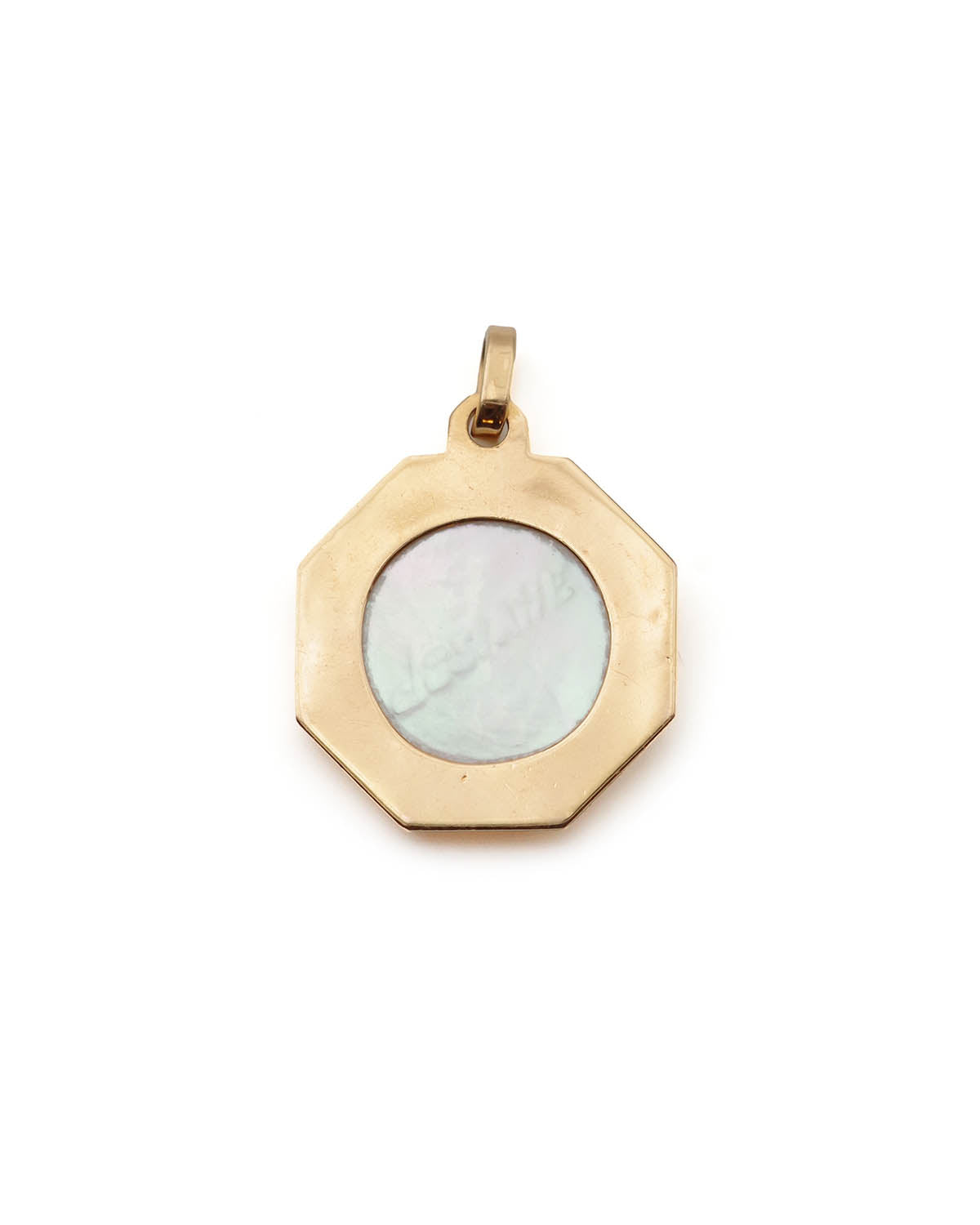 Mother of pearl Mary medal pendant