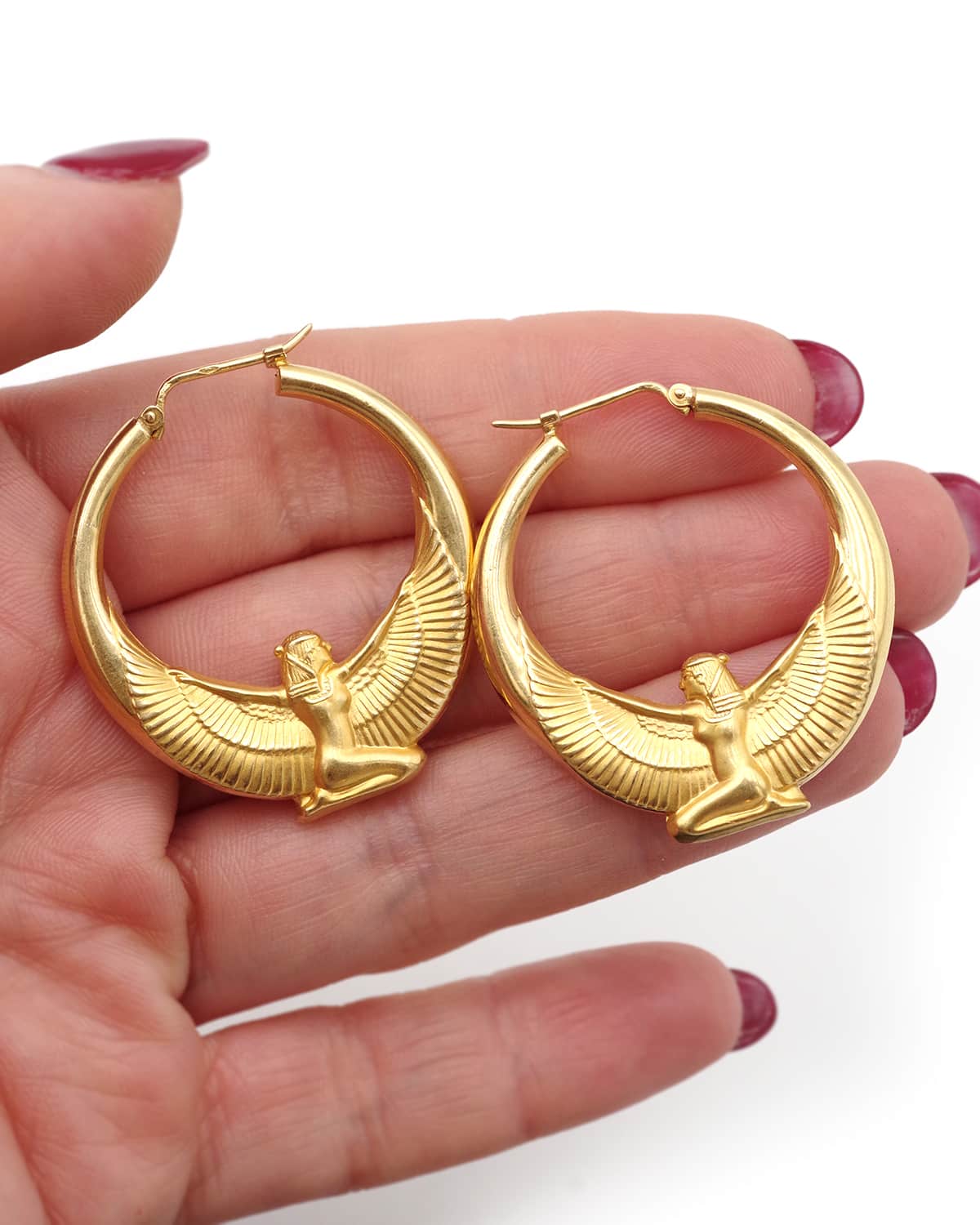 Antique gold hoop earrings in gold