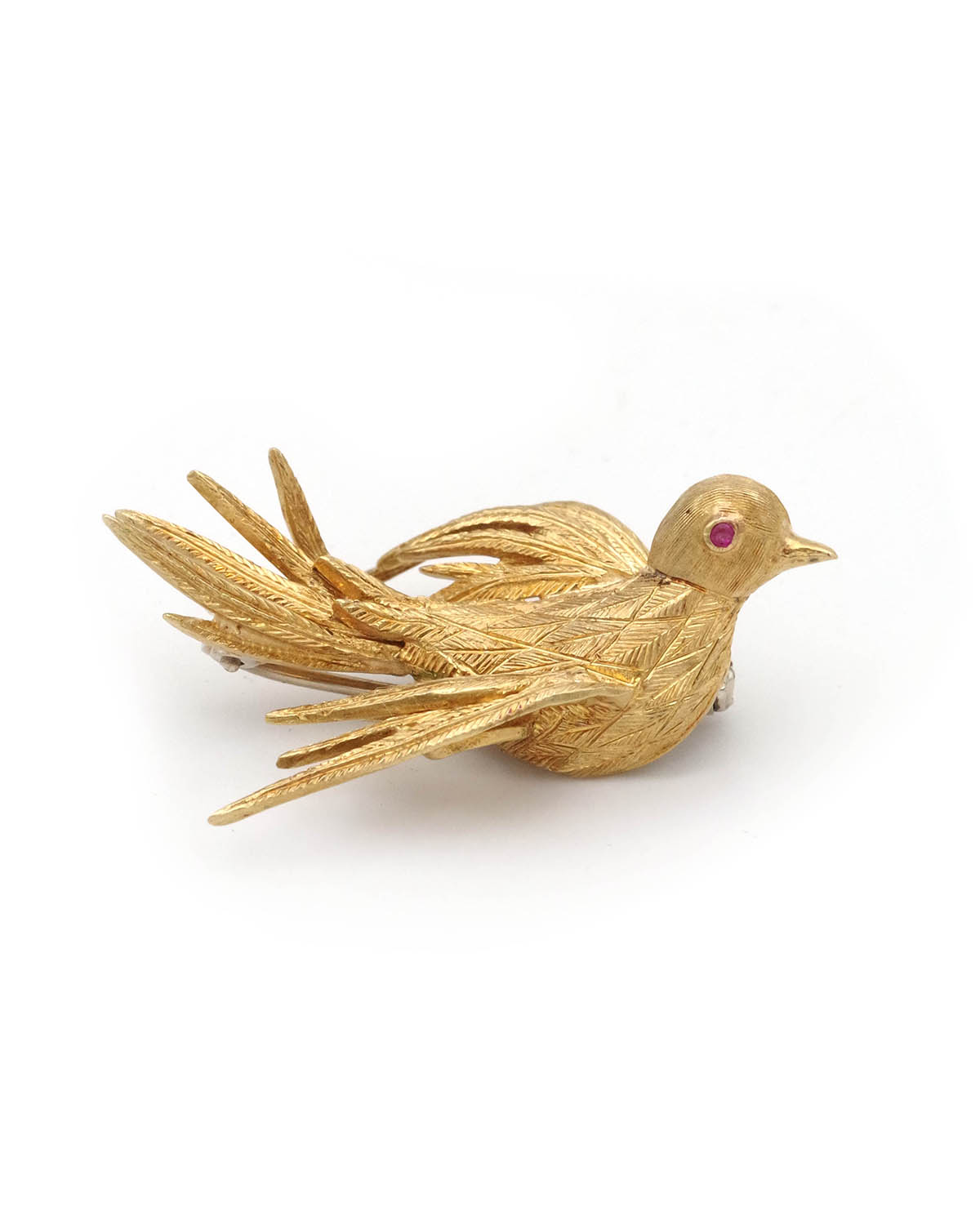 broche oiseau en or