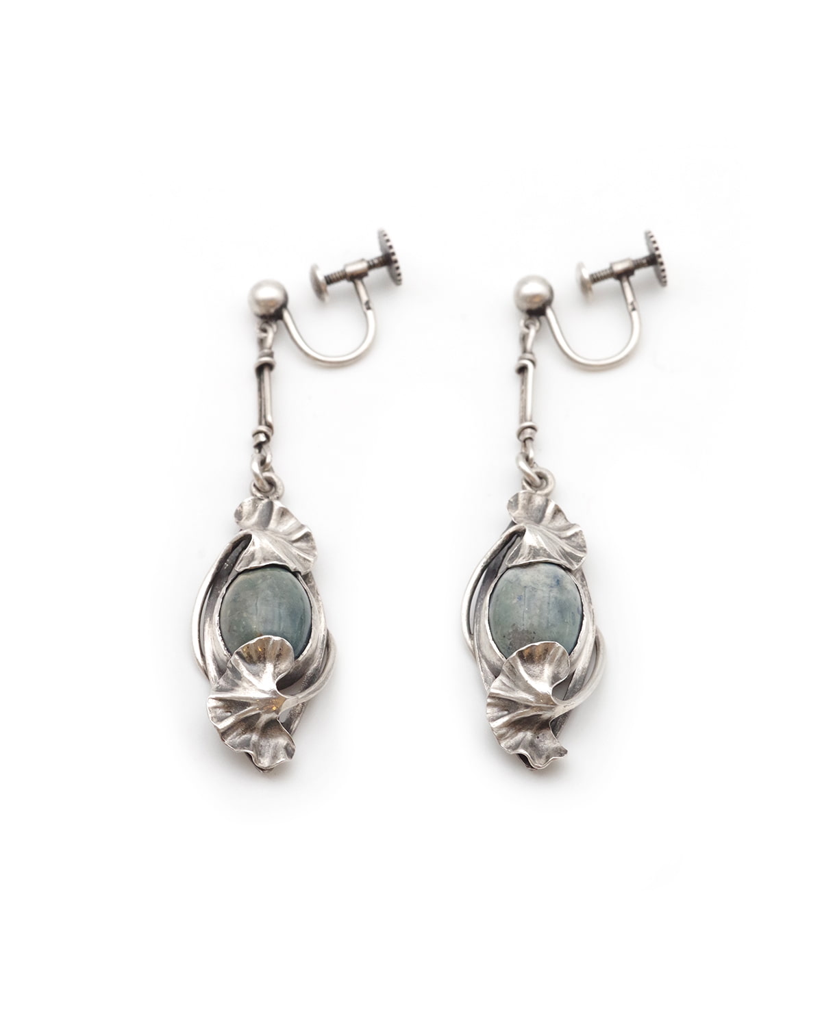 Art nouveau Ginko silver dumont earrings