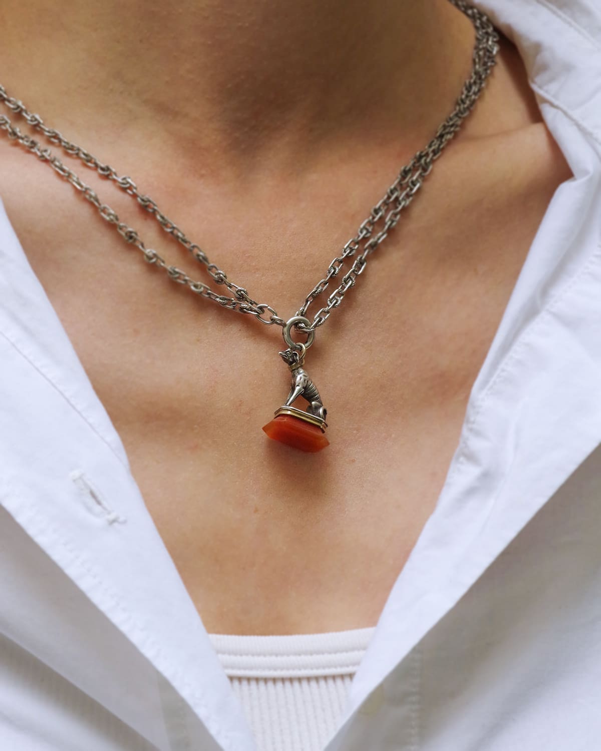 Carnelian dog pendant