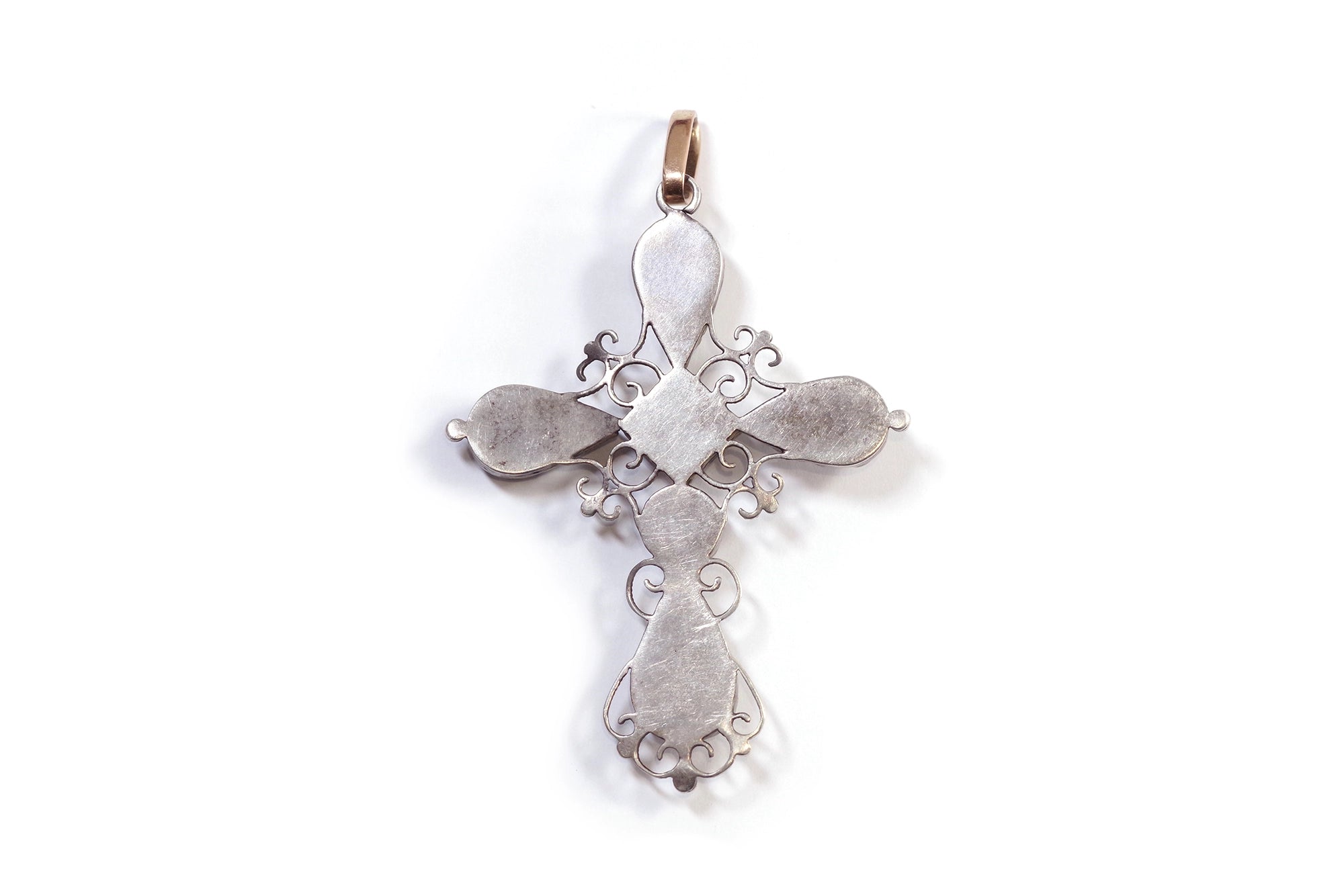 Pendentif croix régional émail bressan en argent