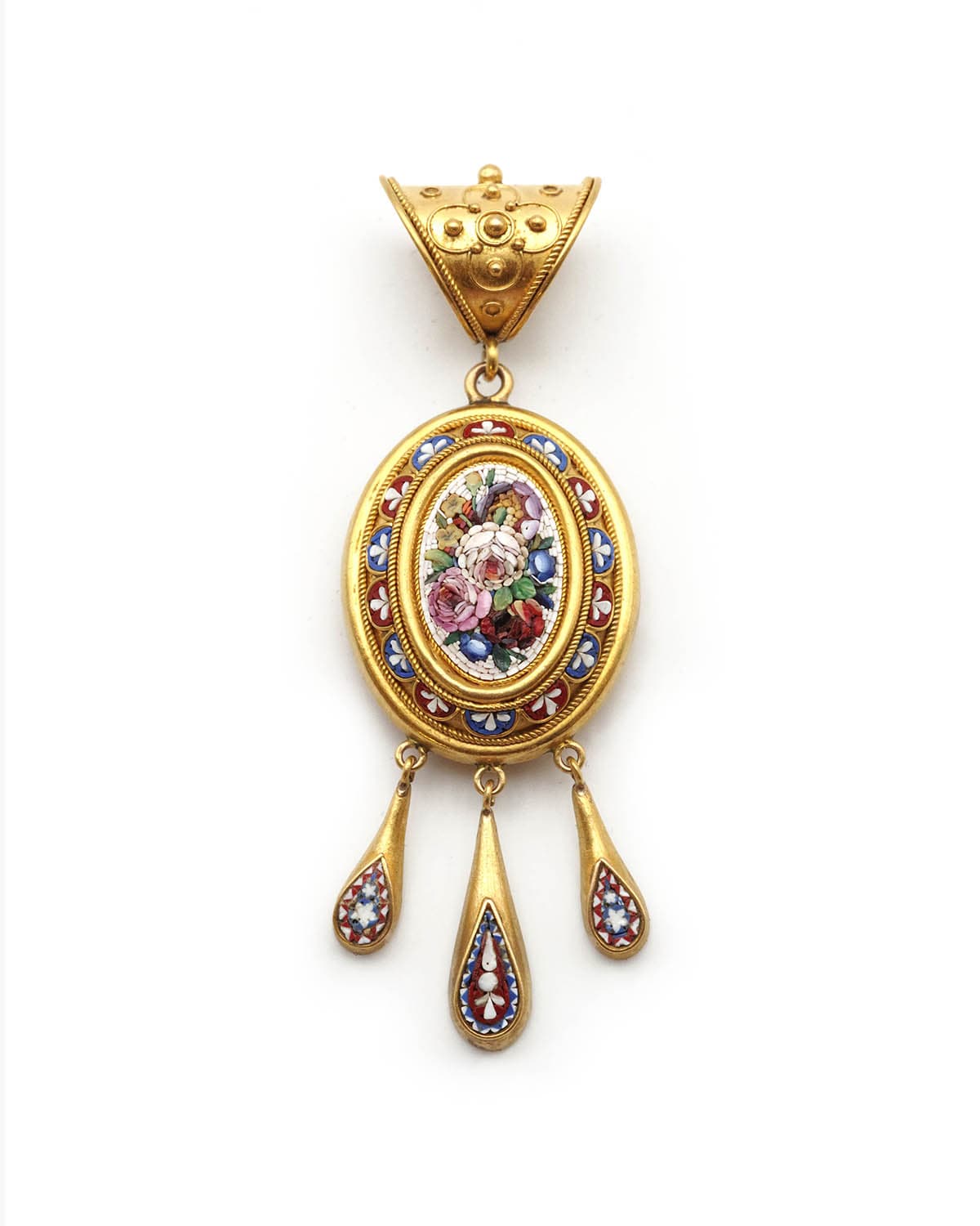Micromosaic etruscan revival pendant