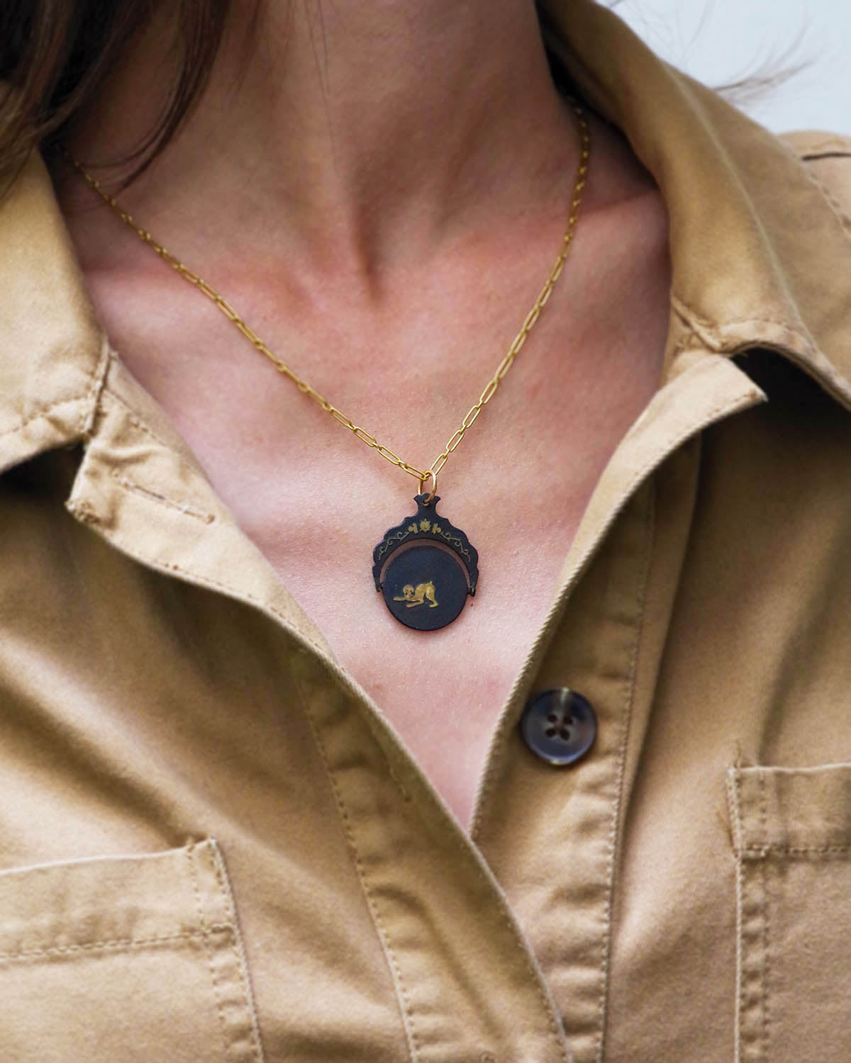 Japanese Shakudo Thaumatrope Pendant