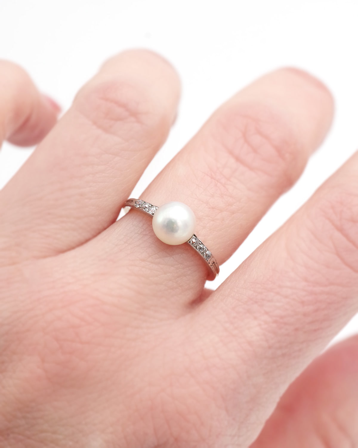 Art deco natural pearl ring